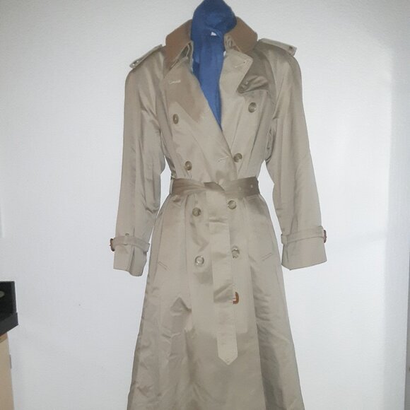 Khaki Tan Lined Camel Hair Over Coat / Trench * Evan-Picone * Details * Sz 10? - Picture 11 of 14